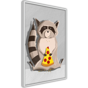 Plakát - Racoon Eating Pizza