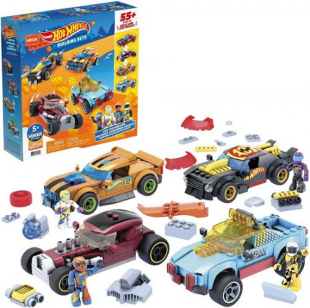 Joc interactiv, Mega Bloks, Hot Wheels, 485 buc, +5 ani, Multicolor