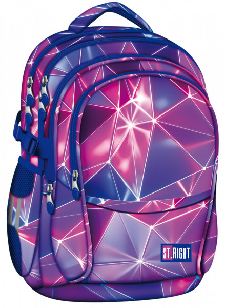 Ghiozdan Scolar 4 Compartimente, St.Majewski, Ergonomic, Impermeabil, Colectia St.Right - Neon Party BP01, 43x32x21cm