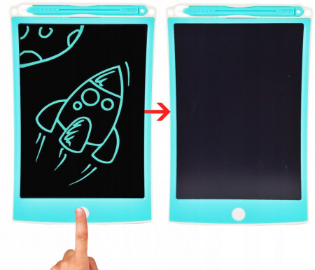 Tableta Digitala LCD, pentru Desenat cu Stergere, 8.5 inch Alb/Turqoaz