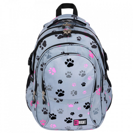 Ghiozdan Scolar 4 Compartimente, St.Majewski, Ergonomic, Impermeabil, Colectia St.Right - Paws BP01, 43x32x21cm