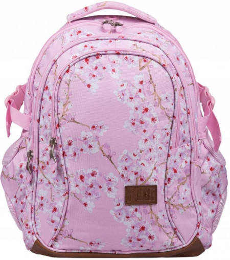 Ghiozdan Scolar 4 Compartimente, St.Majewski, Spate Ergonomic, Impermeabil, Elemente Reflectorizante, Colectia St.Right - Blossom BP01, 43x32x21cm, Roz