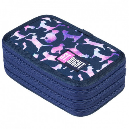 Penar Rigid cu 3 Fermoare, Echipat, St.Majewski, Colectia St.Right - COSMIC CATS PC05, 19x13x7cm