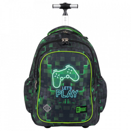Ghiozdan Tip Troler, St.Right, Roti de Silicon, Impermeabil, Colectia Dark Game, TB01, 44x32x25cm