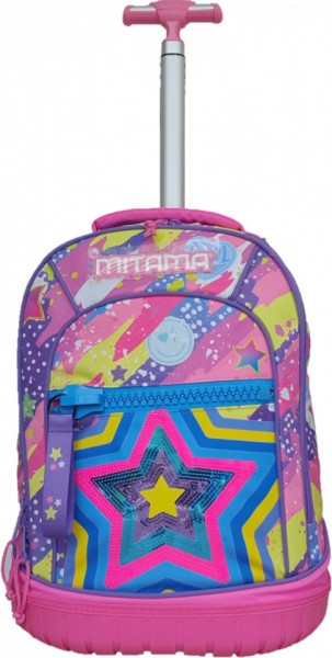 Ghiozdan Tip Troler, Mitama, Roti Silicon, Baza Intarita, Compartiment Bretele, Impermeabil, 47x34X21, Colectia Run Girl Star & Fun