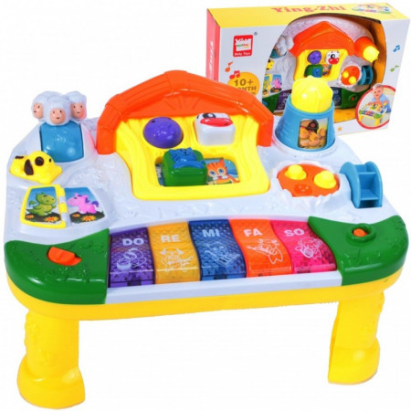 Jucarie ,,Ferma" MalPlay ,Interactiva si Educativa tip Masuta cu Activitati, Sunete si Lumini , Pian si Figurine