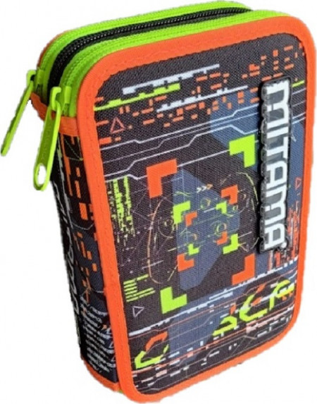 Penar cu 3 Fermoare Echipat, Mitama, Boys, Metaverse, 47 Piese, 20x14.5x7.4cm, Negru cu Portocaliu