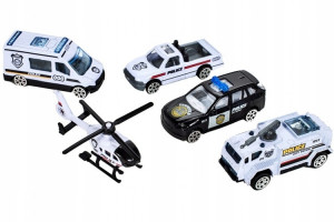 Garaj de Politie MalPlay, cu 4 masinute ,1 elicopter, pista 2 nivele