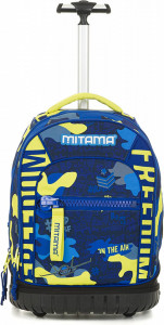 Ghiozdan Tip Troler, Mitama, Roti Silicon, Baza Intarita, Compartiment Bretele, Impermeabil, 47x34X21, 33L Colectia Run Boys Camuflaj, Albastru