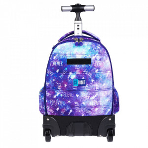 Ghiozdan Troler, 4 Compartimente, St.Majewski, Roti de Silicon, Impermeabil, Colectia St.Right - Galaxy Girl, TB01, 44x32x25cm