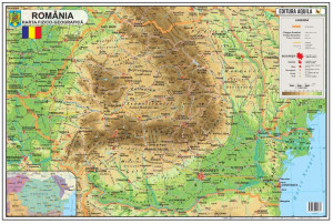 Harta Romaniei, 120x160 cm Fizica/Administrativa, Plastifiata