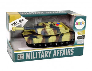 Tanc de Jucarie, LeanToys, Plastic, cu Sunete, Camuflaj, +3ani