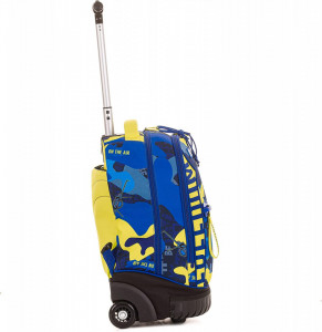 Ghiozdan Tip Troler, Mitama, Roti Silicon, Baza Intarita, Compartiment Bretele, Impermeabil, 47x34X21, 33L Colectia Run Boys Camuflaj, Albastru