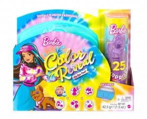 Papusa Barbie satena, Color Reveal - Neon Fashion, 25 accesorii