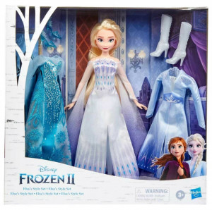 Papusa Elsa, Hasbro, Frozen II, 3 tinute, 2 perechi pantofi