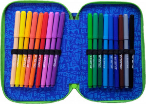 Penar cu 3 Fermoare Echipat, Mitama, Boys, City Bro, 47 Piese, 20x14.5x7.4cm, Albastru cu Verde