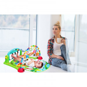 Salteluta interactiva pentru bebelusi,MalPlay, cu pian si arcada cu jucarii detasabile