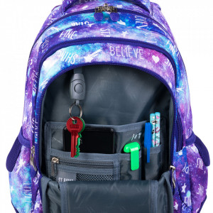 Ghiozdan Prescolari 3 Compartimente, St.Majewski, Maner si Spate Ergonomic, Impermeabil, Elemente Reflectorizante, Colectia St.Right - Galaxy Girl BP26, 39x27x17cm