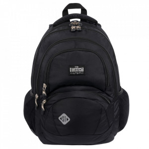 Ghiozdan Scolar, 4 Compartimente, Ergonomic, Impermeabil, Colectia St.Right Black BP05, 42x30x19cm