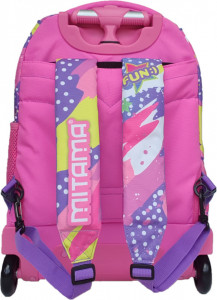 Ghiozdan Tip Troler, Mitama, Roti Silicon, Baza Intarita, Compartiment Bretele, Impermeabil, 47x34X21, Colectia Run Girl Star & Fun