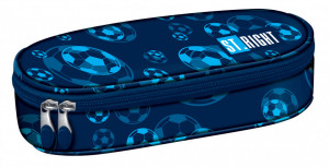 Penar Borseta Rigid, cu 1 Compartiment si Clapeta Interioara, Colectia St.Right - Blue Soccer Balls PC01 23x9,5x6cm