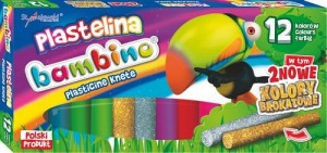 Plastilina Bambino, 12 Culori, include Auriu si Argintiu