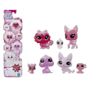Set figurine Littlest Pet Shop 7 Animalute Tinutul Inghetat, Roz