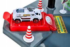 Garaj de Politie MalPlay, cu 4 masinute ,1 elicopter, pista 2 nivele