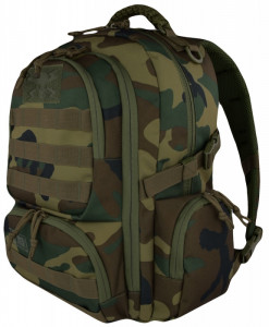 Ghiozdan 4 Compartimente, St.Majewski, Impermeabil, Gama St.Right - Military Woodland Camo, Format BP36 46x30x20cm