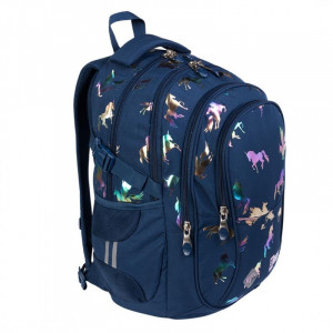 Ghiozdan Scolar 4 Compartimente, St.Majewski, Maner si Spate Ergonomic, Impermeabil, Elemente Reflectorizante, Colectia St.Right - Holo Unicorns BP01, 43x32x21cm