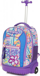 Ghiozdan Tip Troler, Mitama, Roti Silicon, Baza Intarita, Compartiment Bretele, Impermeabil, 47x34X21, 33L Colectia Run Girl Flowers, Albastru