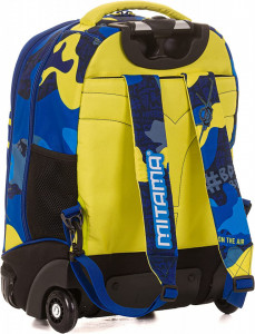 Ghiozdan Tip Troler, Mitama, Roti Silicon, Baza Intarita, Compartiment Bretele, Impermeabil, 47x34X21, 33L Colectia Run Boys Camuflaj, Albastru