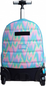Ghiozdan Troler, 4 Compartimente, St.Majewski, Roti de Silicon, Impermeabil, Colectia St.Right - Bubble Gum, TB01, 44x32x25cm