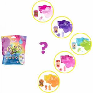 Papusa Barbie, Colour Reveal surprise Mermaid Baby, bebelus surpriza cu accesorii, 3 ani+