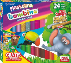Plastelina Bambino, 24 Culori, include Auriu si Argintiu cu Sclipici