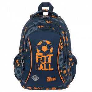 Ghiozdan Prescolari, 3 Compartimente, Ergonomic, Impermeabil, Elemente Reflectorizante, Colectia St.Right - Soccer Balls BP26, 39x27x17cm