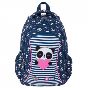Ghiozdan Prescolari si Scolari, 3 Compartimente, Ergonomic, Impermeabil, Elemente Reflectorizante, Colectia St.Right - Love Panda BP26, 39x27x17cm