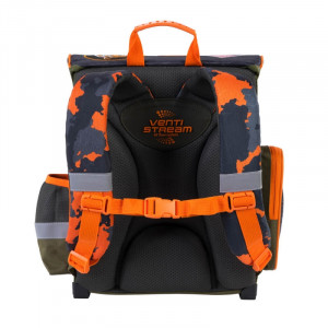 Ghiozdan Scolar Ergonomic St.Majewski - Gama Premium, Military, Ventilatie Venti Stream, Rigid, Impermeabil, Elemente Reflectorizante, 35.5x27.5x16cm,