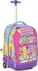 Ghiozdan Tip Troler, Mitama, Roti Silicon, Baza Intarita, Compartiment Bretele, Impermeabil, 47x34X21, 33L Colectia Run Girl Ice Cream, Roz