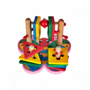 Jucarie educativa MalPlay puzzle sortator 3D din lemn tip fluture pentru copii