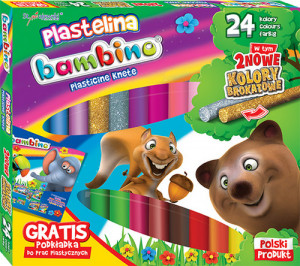 Plastelina Bambino, 24 Culori, include Auriu si Argintiu cu Sclipici
