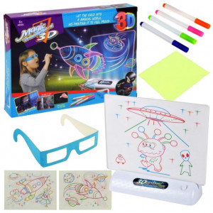 Tabla Magica de Scris 3D, MalPlay cu Ochelari si 4 Carioci Fluorescente