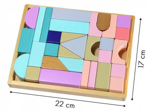 Cuburi de Construit din Lemn, EcoToys, 29 pcs, Colorate