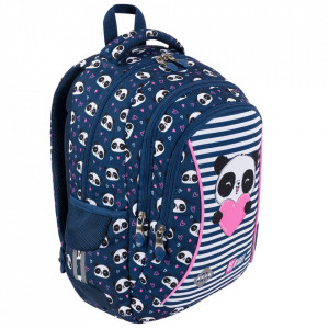 Ghiozdan Prescolari, 3 Compartimente, Ergonomic, Impermeabil, Elemente Reflectorizante, Colectia St.Right - Love Panda BP26, 39x27x17cm
