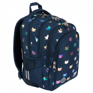 Ghiozdan Scolar 4 Compartimente, St.Majewski, Ergonomic, Impermeabil, Colectia St.Right - Rainbow Cats BP58, 40x28x18cm