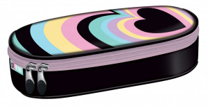 Penar Borseta Rigid, cu 1 Compartiment si Clapeta Interioara, Colectia St.Right - illusion Hearts PC01 23x9,5x6cm
