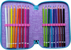 Penar cu 3 Fermoare Echipat, Mitama, Music Lover, 47 Piese, 20x14.5x7.4cm, Roz cu Turcoaz