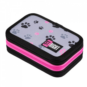 Penar Rigid cu 3 Fermoare, Echipat, St.Majewski, Colectia St.Right - Paws PC05, 19x13x7cm