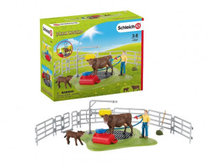 Set figurine Schleich, Farm World, Centru de spalat vaci