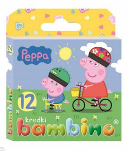 Creioane Colorate Cerate, Bambino, 12 Culori/Set, din Lut Caolin, Peppa Pig